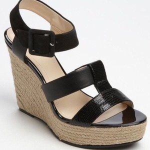 Calvin Klein 8M Ellison Espadrille Sandal Black Patent Leather